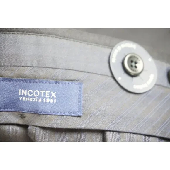 Incotex High Comfort S100s Wool Regular Fit Navy Blue Dress Pants Sz 46 NEW